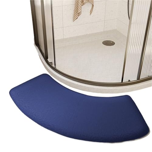 Geschwungene Duschmatte Gebogene Badezimmer-Fußmatte, Duschraum, saugfähige Matte, verdickte Toilette(Blue) von AYWTIUN