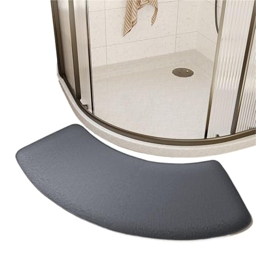 Geschwungene Duschmatte Gebogene Badezimmer-Fußmatte, Duschraum, saugfähige Matte, verdickte Toilette(Gray) von AYWTIUN