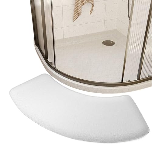 Geschwungene Duschmatte Gebogene Badezimmer-Fußmatte, Duschraum, saugfähige Matte, verdickte Toilette(White) von AYWTIUN