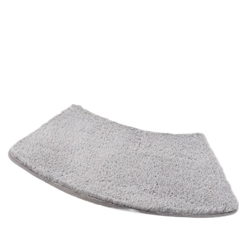 Geschwungene Duschmatte Gebogene Badezimmermatte, rutschfeste, Flauschige Fußmatten, saugfähige, schnell trocknende Badematte(Grey,35cmx95cm) von AYWTIUN