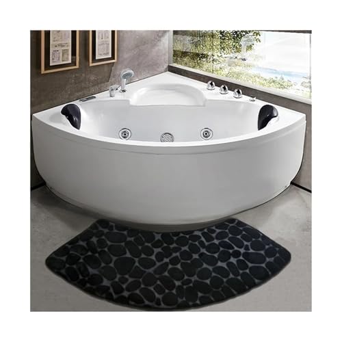 Geschwungene Duschmatte Gebogene Badezimmermatte, verdickte Duschraum-Saugmatte, Toilette(Black) von AYWTIUN