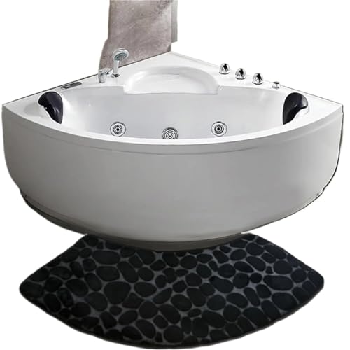 Geschwungene Duschmatte Gebogene Badezimmermatte Verdickte Duschraum rutschfeste Toilette(Black) von AYWTIUN