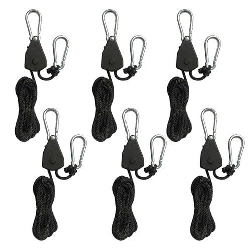 Lock Tie Down Strap 2Meter Ratsche Locking Kleiderbügel Hebe Pulley Haken Kanu Boot Bug Heck Seil for Camping für Riemenscheibe(6 Piece) von AYWTIUN