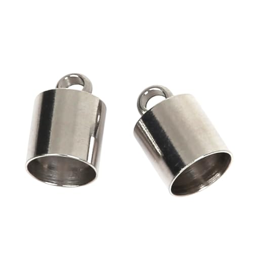 Seilendkappen 10 Stück/Los 2 mm 3,0 5 6 7 8 9 Edelstahl Quaste Lederschnur End Crimp Caps Endkappen for DIY Schmuckherstellung(6.5x10mm) von AYWTIUN