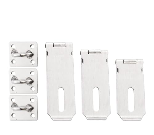 Türvorhängeschloss mit Schließblech 3 Pcs Edelstahl Lock Haspe Vorhängeschloss Tür Verschluss Latch Staple Heavy Duty Schrank Schublade Tor Schuppen Lagerung Türvorhängeschloss mit Schließblech 3 Pcs Edelstahl Lock Haspe Vorhängeschloss Tür Verschluss Latch Staple Heavy Duty Schrank Schublade Tor Schuppen Lagerung von AYWTIUN