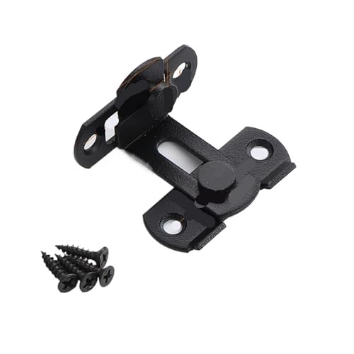 Türvorhängeschloss mit Schließblech 90/180 ° Edelstahl-Türschlossschutz, Riegelbolzen, Knebelverschluss, Schiebetürschloss for Scheunen, Weinschrank, Schrank, rechtwinkliges Schloss(Black 90 Degree) von AYWTIUN