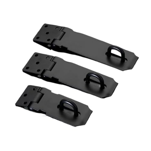 Türvorhängeschloss mit Schließblech Edelstahl 3 "/4"/5 "Schwarz Schrank Haspe Schloss Türschloss Tor Klammer Vorhängeschloss Verschluss Schuppen Riegel Hardware Werkzeuge(5inch) von AYWTIUN