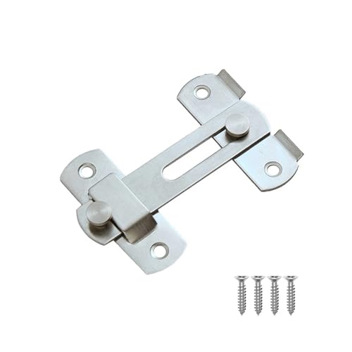 Türvorhängeschloss mit Schließblech Möbelbeschläge Edelstahl Silent Gate Schnalle Schrauben Vorhängeschloss Verschluss Fensterverschluss Haspe Schrankverschlüsse Türriegel(Silver) von AYWTIUN
