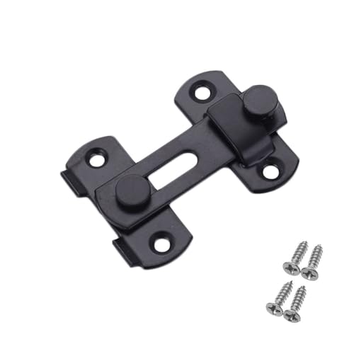 Türvorhängeschloss mit Schließblech Scharnier Möbel Vorhängeschloss Verschluss Schrauben Edelstahl Silent Gate Schnalle Fenster Fangen Schloss Haspe Tür Riegel Schrank Fänge(-3inch-black) von AYWTIUN