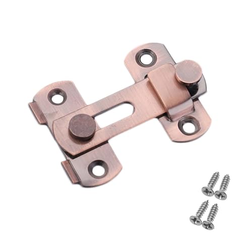 Türvorhängeschloss mit Schließblech Scharnier Möbel Vorhängeschloss Verschluss Schrauben Edelstahl Silent Gate Schnalle Fenster Fangen Schloss Haspe Tür Riegel Schrank Fänge(-3inch-red bronze) von AYWTIUN
