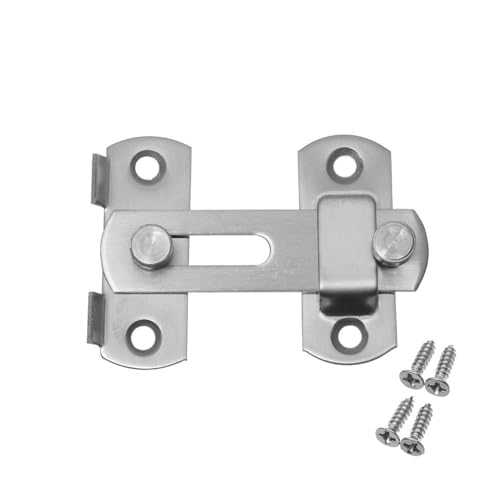 Türvorhängeschloss mit Schließblech Scharnier Möbel Vorhängeschloss Verschluss Schrauben Edelstahl Silent Gate Schnalle Fenster Fangen Schloss Haspe Tür Riegel Schrank Fänge(-3inch-silver) von AYWTIUN