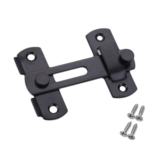 Türvorhängeschloss mit Schließblech Scharnier Möbel Vorhängeschloss Verschluss Schrauben Edelstahl Silent Gate Schnalle Fenster Fangen Schloss Haspe Tür Riegel Schrank Fänge(-4inch-black) von AYWTIUN