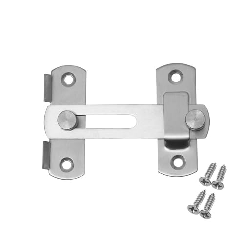 Türvorhängeschloss mit Schließblech Scharnier Möbel Vorhängeschloss Verschluss Schrauben Edelstahl Silent Gate Schnalle Fenster Fangen Schloss Haspe Tür Riegel Schrank Fänge(-4inch-silver) von AYWTIUN