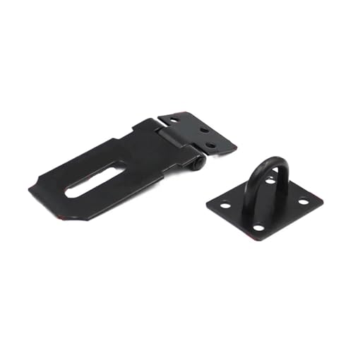 Türvorhängeschloss mit Schließblech Schuppentorriegel Edelstahl Schubladen-Vorhängeschloss Haspe Türverschluss Schloss Home Bolt Türschnalle Schrauben Sicherheitsvorhängeschloss(Black 3 inch) von AYWTIUN