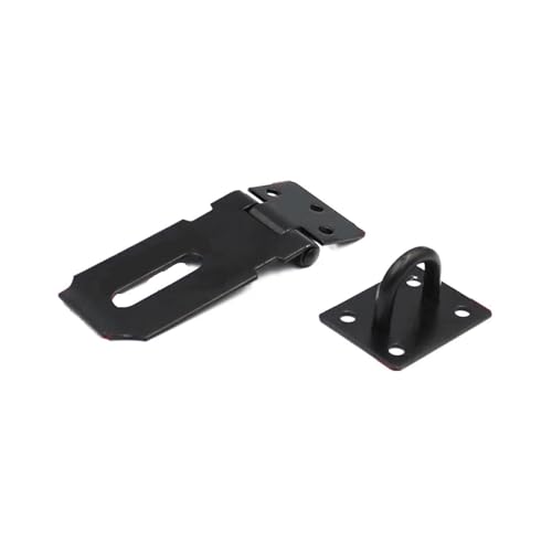 Türvorhängeschloss mit Schließblech Schuppentorriegel Edelstahl Schubladen-Vorhängeschloss Haspe Türverschluss Schloss Home Bolt Türschnalle Schrauben Sicherheitsvorhängeschloss(Black 3 inch) von AYWTIUN