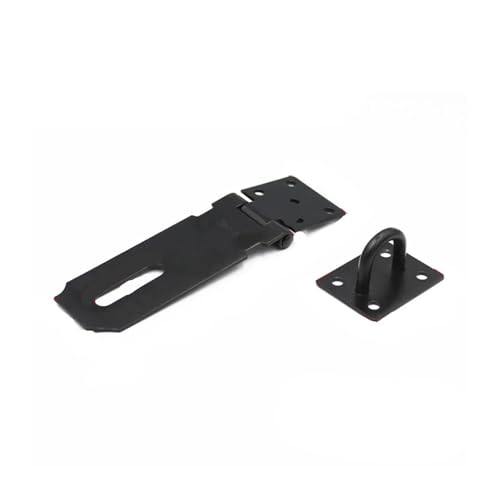 Türvorhängeschloss mit Schließblech Schuppentorriegel Edelstahl Schubladen-Vorhängeschloss Haspe Türverschluss Schloss Home Bolt Türschnalle Schrauben Sicherheitsvorhängeschloss(Black 4 inch) von AYWTIUN