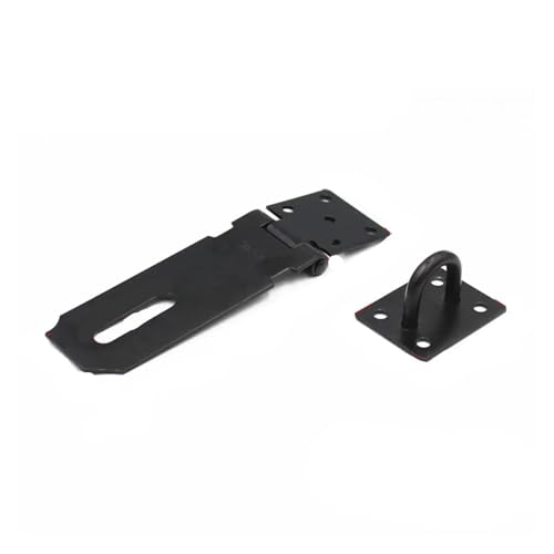 Türvorhängeschloss mit Schließblech Schuppentorriegel Edelstahl Schubladen-Vorhängeschloss Haspe Türverschluss Schloss Home Bolt Türschnalle Schrauben Sicherheitsvorhängeschloss(Black 4 inch) von AYWTIUN