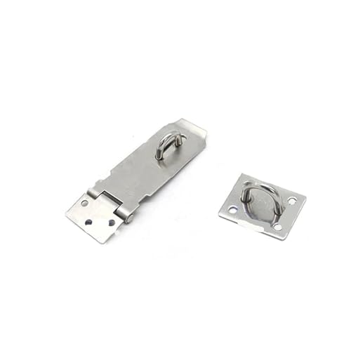 Türvorhängeschloss mit Schließblech Schuppentorriegel Edelstahl Schubladen-Vorhängeschloss Haspe Türverschluss Schloss Home Bolt Türschnalle Schrauben Sicherheitsvorhängeschloss(Silver 3 inch) von AYWTIUN