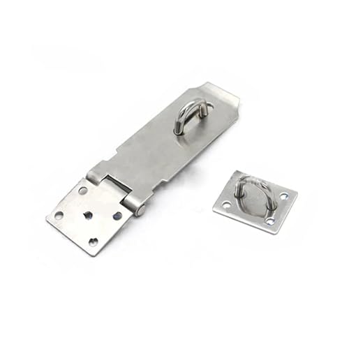 Türvorhängeschloss mit Schließblech Schuppentorriegel Edelstahl Schubladen-Vorhängeschloss Haspe Türverschluss Schloss Home Bolt Türschnalle Schrauben Sicherheitsvorhängeschloss(Silver 4 inch) von AYWTIUN