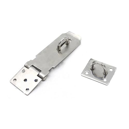 Türvorhängeschloss mit Schließblech Schuppentorriegel Edelstahl Schubladen-Vorhängeschloss Haspe Türverschluss Schloss Home Bolt Türschnalle Schrauben Sicherheitsvorhängeschloss(Silver 4 inch) von AYWTIUN