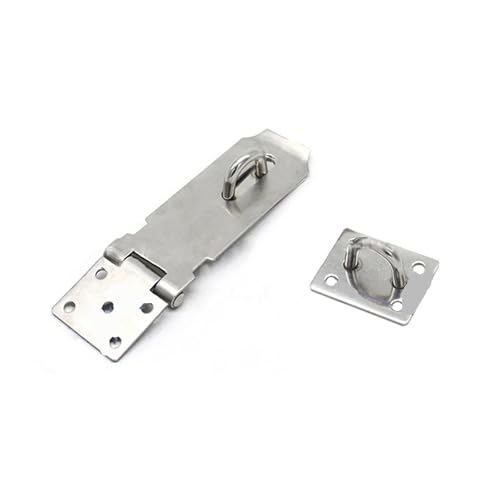 Türvorhängeschloss mit Schließblech Schuppentorriegel Edelstahl Schubladen-Vorhängeschloss Haspe Türverschluss Schloss Home Bolt Türschnalle Schrauben Sicherheitsvorhängeschloss(Silver 5 inch) von AYWTIUN