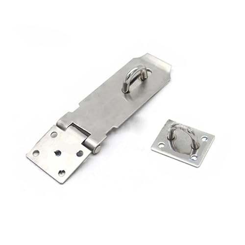 Türvorhängeschloss mit Schließblech Schuppentorriegel Edelstahl Schubladen-Vorhängeschloss Haspe Türverschluss Schloss Home Bolt Türschnalle Schrauben Sicherheitsvorhängeschloss(Silver 5 inch) von AYWTIUN