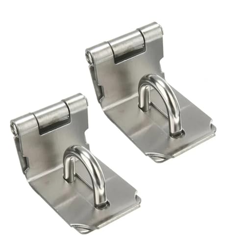 Türvorhängeschloss mit Schließblech Vorhängeschloss-Haspe, 90 Grad, Edelstahl-Haspe, Tor, Schuppen, Riegelschloss, Sicherheit for Zuhause, Türverschluss, Schloss, Platte, Schnalle(Silver 2pcs) von AYWTIUN