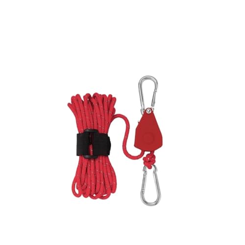 Zelt Seil Einsteller Kabel Binden Seil Aufhänger Pulley Spanner Verschluss Karabiner for Kajak Kanu Markise Plane Baldachin für Riemenscheibe(Large Red) von AYWTIUN