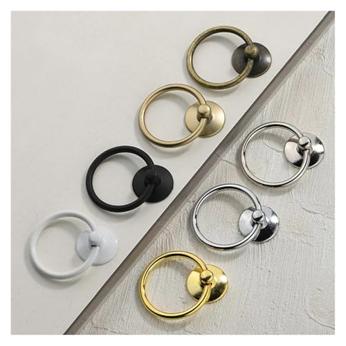 AYXAMO TüRklopfer,TüRklopfer Antik 10 Stücke Modernen Minimalistischen Heimwerker Schublade Ring Einlochmontage Pull Ring Golden Kleiderschrank Türgriff Schwarz(Matte Gold 10pc) von AYXAMO