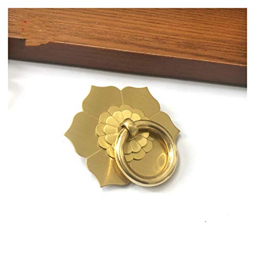 AYXAMO TüRklopfer,TüRklopfer Antik Vintage Brass Ring Griff Klopfer Blumen Washer Kupfer Drawer Pulls Kabinett Dresser Türgriffe Moebelgriffe Pull(Bronze screw fixing,5cm) von AYXAMO