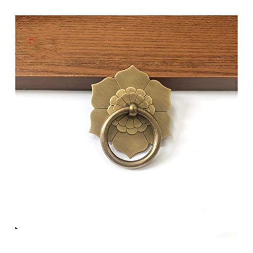 AYXAMO TüRklopfer,TüRklopfer Antik Vintage Brass Ring Griff Klopfer Blumen Washer Kupfer Drawer Pulls Kabinett Dresser Türgriffe Moebelgriffe Pull(Bronze u pin fixing,3.5cm) von AYXAMO