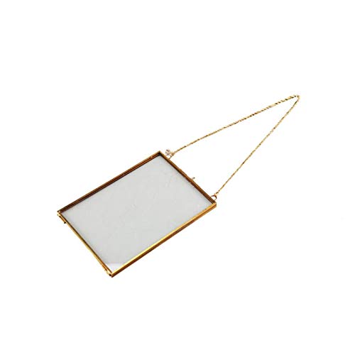 Bilderrahmen Holz, Fotorahmen Hanging Photo Frame, Metall, Glas Retro Hanging Photo Frame Beidseitige Home Decoration(Gold 25x20cm V) von AYXAMO
