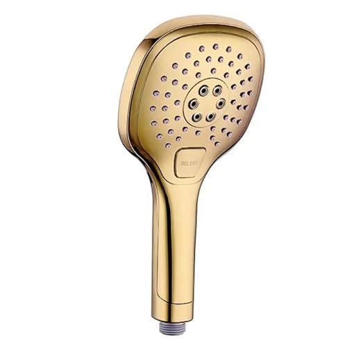Duschkopf Drei Funktionen, polnischer Gold-Handbrausekopf, Badezimmer-Gold, mit goldfarbenem Handbrausehalter(Only shower) von AYXAMO