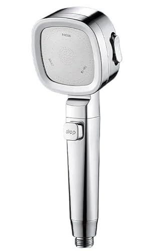 Duschkopf Hochdruck-Duschkopf, Wassersparend, 3 Modi, Duschköpfe, Verstellbar, Ein-Tasten-Stopp, Wassermassage-Sprayer(Silver) von AYXAMO