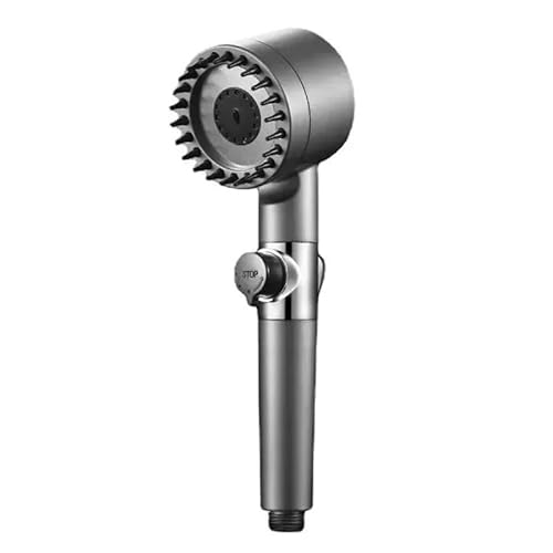 Duschkopf Hochdruckfilter-Duschkopf,3-Modus-verstellbarer Handbrause Mit Massagebürste,Regenhahn(Light gray) von AYXAMO