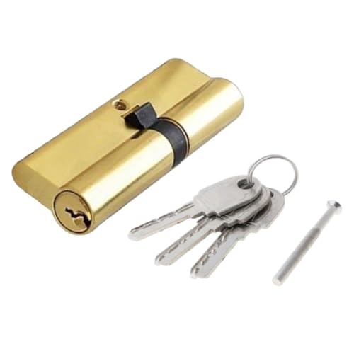 SchließZylinder Universal 70mm Schließzylinder Mit 3 Schlüsseln Türschloss Zylinder Anti-Diebstahl Eingang Aluminium Legierung Hause sicherheit(Gold) von AYXAMO