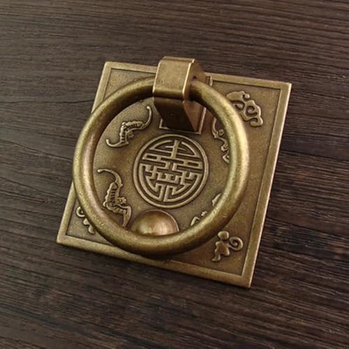 TüRklopfer,TüRklopfer Antik Antike quadratische Griffe Bronze Schrank Schubladenknöpfe Klopfer Retro Messing Küchenknopf Zug 6x6cm Türring Griff(Bronze Color) von AYXAMO