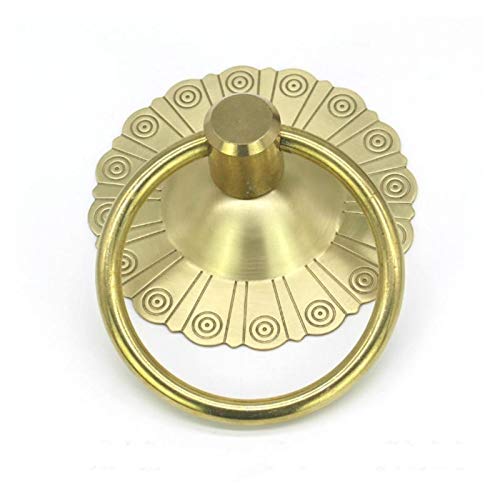 TüRklopfer,TüRklopfer Antik Archaize Art Reines Kupfer Ring Klopfer Bronze Türgriff ziehen Antike Dekorative(Yellow) von AYXAMO