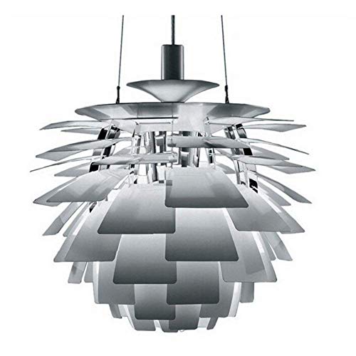 AYXRMX Moderne Pendelleuchte E27 Küche Esszimmerlampe Kreatives Tannenzapfen-Design Hängelampe Aluminium Silber Studium Büro Kronleuchter Nordische Flur Schlafzimmer Dekor Hängelleuchte (48CM) von AYXRMX