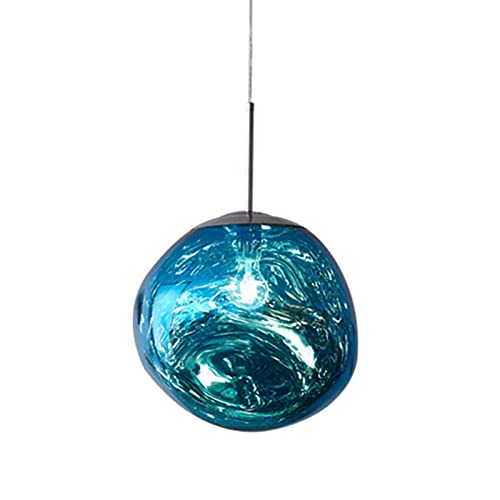 AYXRMX Moderner Pendelleuchte E27 Esszimmerlampe Kreativer Melt Lava Hängelampe Blaue Beschichtung Glaskugel Kronleuchter Höhenverstellbar Küche Esstisch Hängeleuchte Bar Café Dekor Deckenleuchte,38CM von AYXRMX