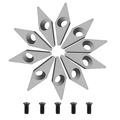 10 Stück Diamant Hartmetall Wendeschneidplatten für Drehmeißel, CNC Hartmetall Einsatzschneider für Holz Drechselwerkzeug mit M4 Schrauben, Hartmetalleinsätze (10 x 28mm) von AYYDS
