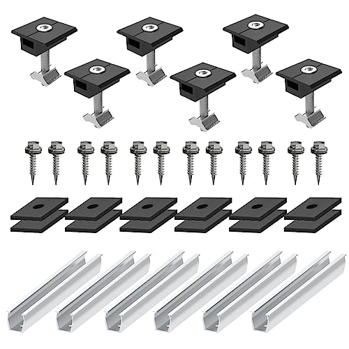 AYYDS Solarmodul Halterung Set, Aluminium Solarmodul Befestigung, 20 CM Trapezblech Flachdach Photovoltaik Montageschiene, Solarpanel Halterung Befestigungssystem für 30-35MM Module, Silber von AYYDS