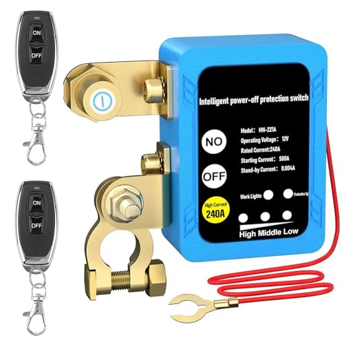 Auto Batterie Trennschalter, 12V 240A Auto Batterieschalter mit 2 Drahtloser Ferngesteuerter, Anti-Diebstahl Batterie Kill Switch, Auto Trennrelais für Auto Wohnmobil RV ATV LKW Boot(Regulär) von AYYDS