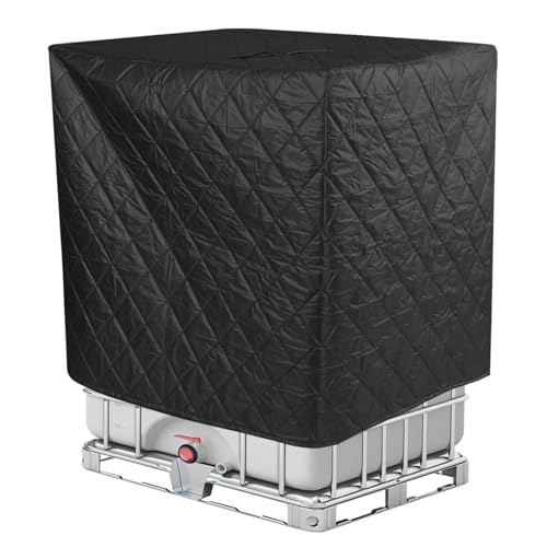 IBC Tank Abdeckung Thermohaube für IBC Container, Verdicken Frostschutz IBC Schutzhülle, Wärmedämmung IBC Wassertank Abdeckplane - 120x100x116cm (Schwarz) von AYYDS
