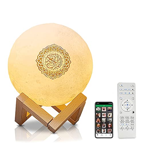 AYYDS Quran Mondlampe, Smart Touch Bluetooth Lautsprecher, 3D Mondlicht Nachtlicht, 7 Farben LED Nachtlampe, Farbwechsel Nachttischlampe Tischlampe (A) von AYYDS