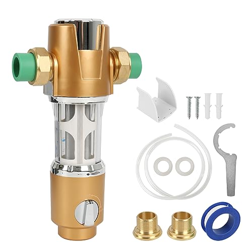 Rückspülfilter mit Druckminderer, Wasser Vorfilter Sedimentfilter, Wasserfilter Wiederverwendbare, Spin Down Sediment Wasserfilter, Ausspülbarer Feinfilter für Brunnenwasser Schlauch (3/4" Gold) von AYYDS