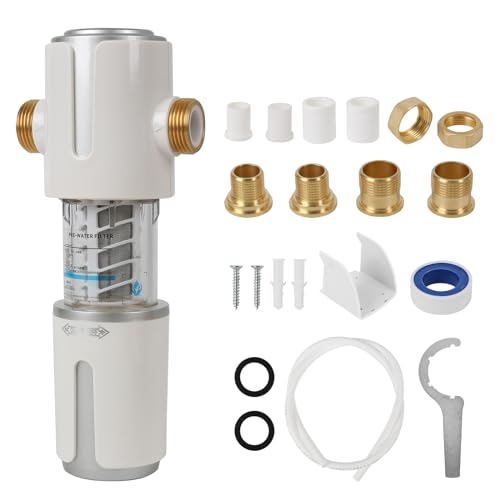 Rückspülfilter mit Manometer, Wasser Vorfilter Sedimentfilter, Wasserfilter Wiederverwendbare, Spin Down Sediment Wasserfilter, Ausspülbarer Feinfilter Water Filter (Weiß, Universell) von AYYDS