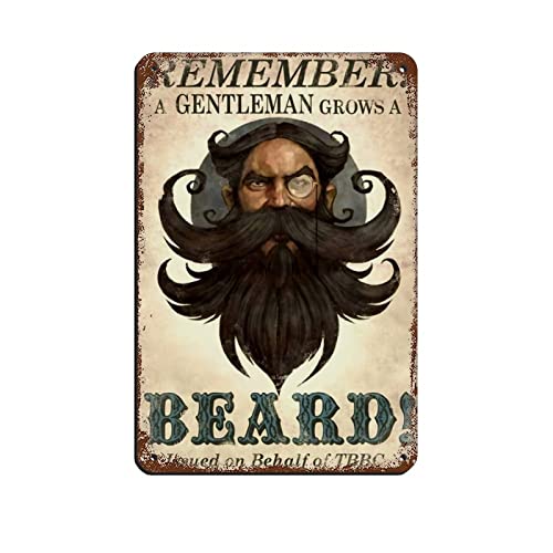Retro-Poster, Metall-Blechschild, Aufschrift "Remember A Gentleman Grows A Beard Issued on Behalf of TBBC", Retro-Poster, Wanddekoration, 20 x 30 cm von AYYK