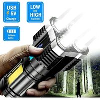 Superhelle 10000000lm LED-Taschenlampe, USB-wiederaufladbar, taktisches Warmlicht (silber) von AYYQH