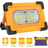 Wiederaufladbarer LED-Fluter, 80 W, 4000 Lumen, tragbare Arbeitsleuchte mit Solarpanel, 4 Modi, superhell, 11000-mAh-Akku für Camping und Wiederaufladbarer LED-Fluter, 80 W, 4000 Lumen, tragbare Arbeitsleuchte mit Solarpanel, 4 Modi, superhell, 11000-mAh-Akku für Camping und von AYYQH